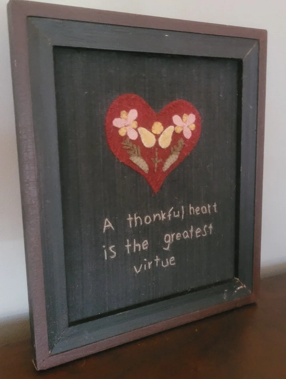 AmericanaFramed Wool Appliqué Textile Art - 